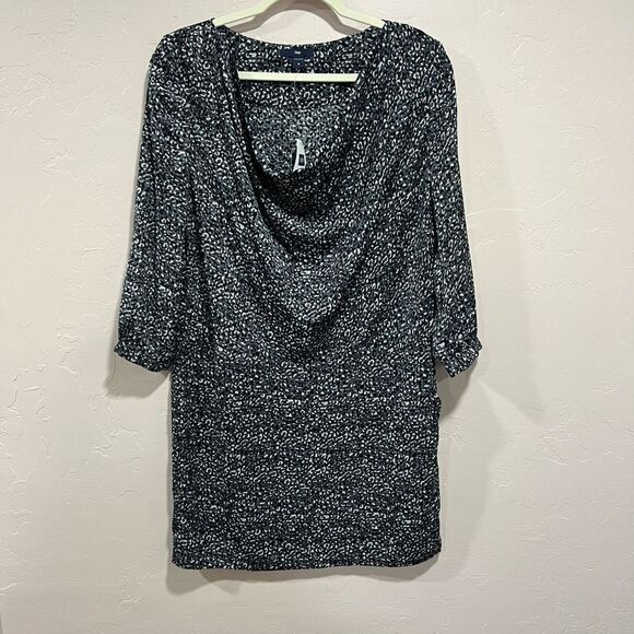 NWTs GAP Gray and Black Animal Print Satin Sheath Mini Dress Women Size 6 - Picture 1 of 5
